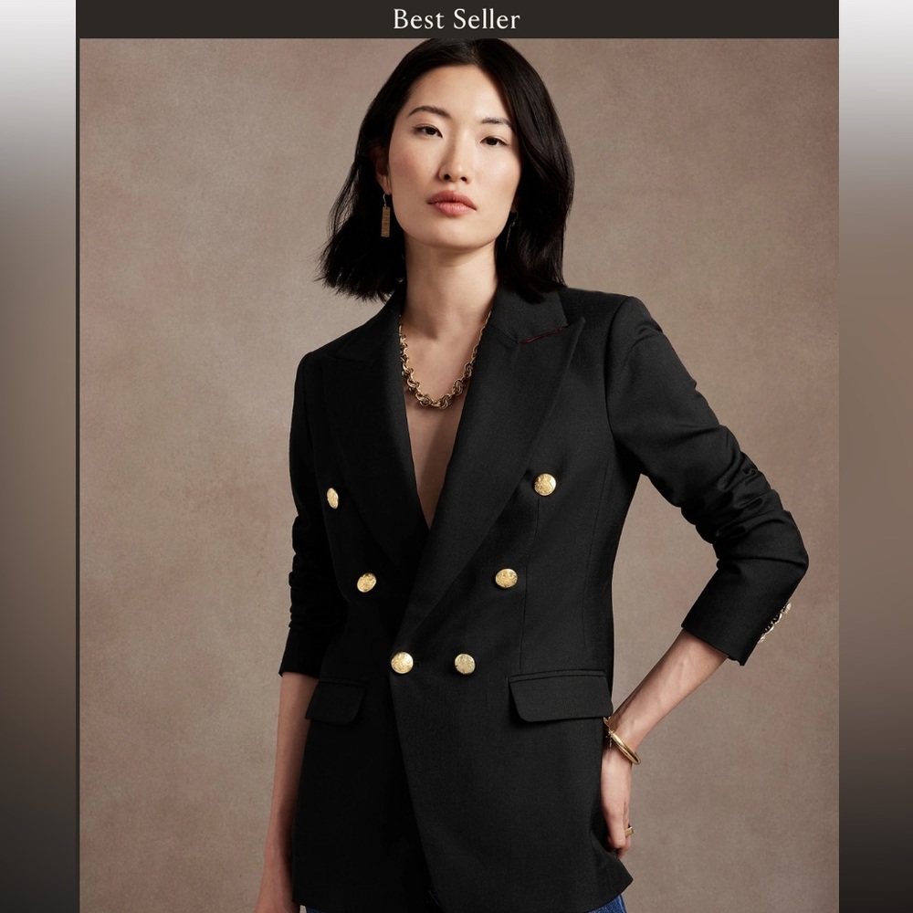 Banana Republic Captain’s Blazer, black with gold buttons size 6
